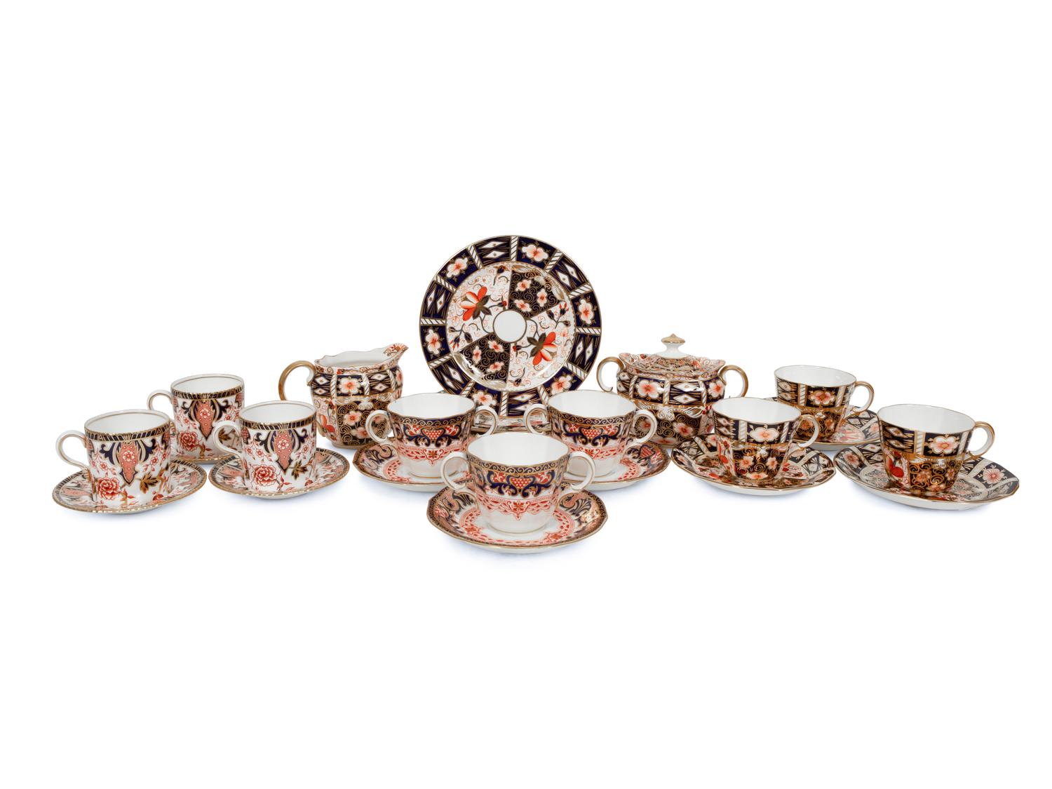 A Group of Royal Crown Derby Porcelain Dessert Service Articles