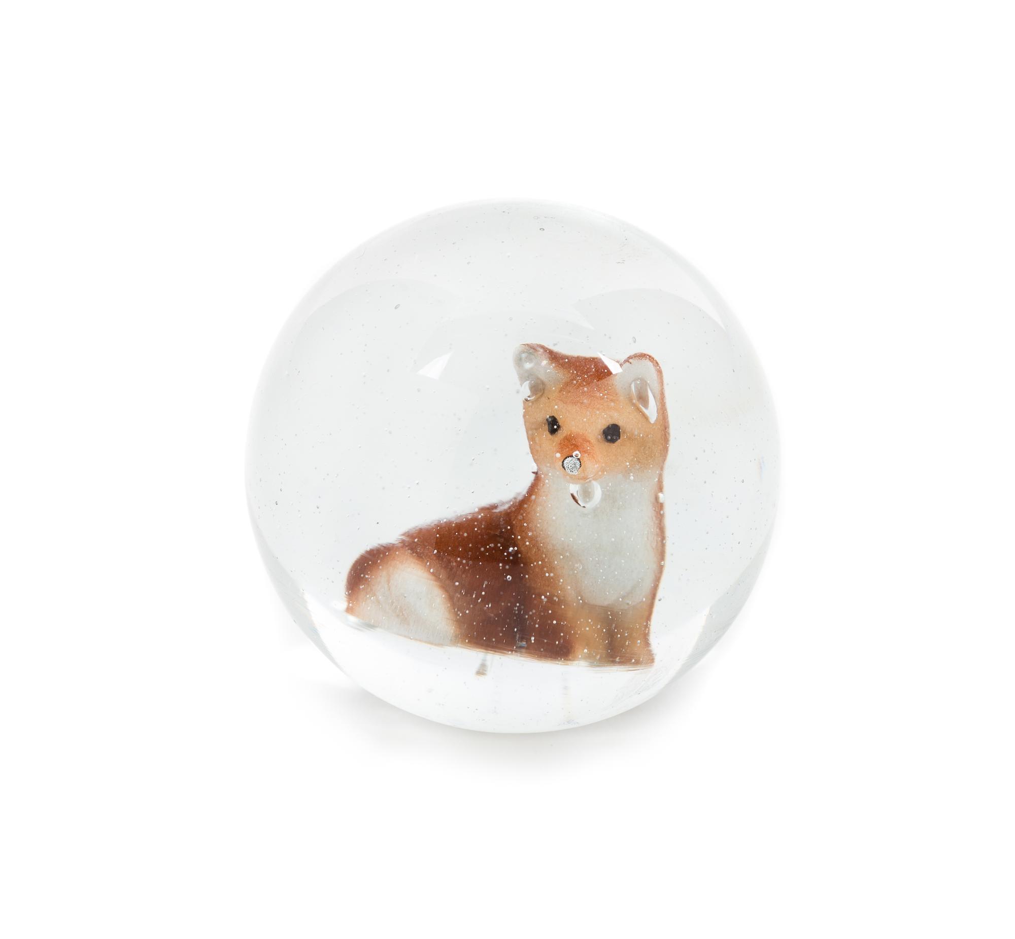 A Large Glass Marble Brown Fox Sulphide Paperweight Diameter 2 1/4 inches — SECOND HALF 20TH CENTURY