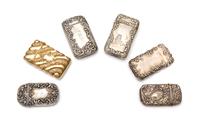 A Collection of Five American Silver Vesta Cases, Various Makers, comprising a William & Hoag Co., Newark, NJ example with a C-scroll a