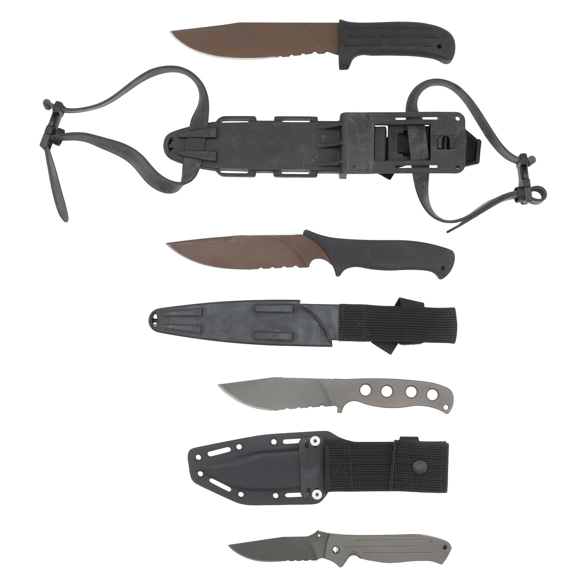 Lot of Four Mission Knives: 3 Fixed Blade Knives Including: MPK, MPT, and MPS and 1 MPF Folding Knife
