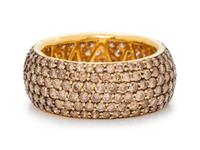 An 18 Karat Yellow Gold and Colored Diamond Eternity Band,