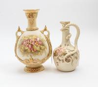 Two Royal Worcester Porcelain Articles Height of taller 8 3/4 inches. — 1887 AND 1892