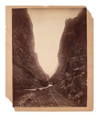 [WESTERN AMERICANA]. [JACKSON, W.H., photog.]. 2 photographs, incl. street scene and railroad view.