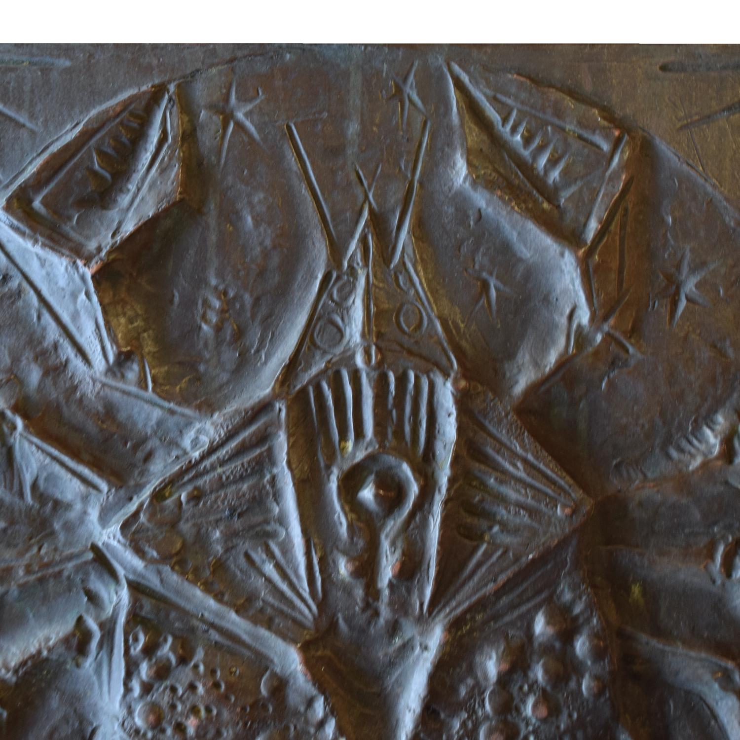 A Copper Cancer Zodiac Sign 13" W x .5" D x 13" H — Italy, Mid-20th Century