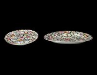 A Pair of Chinese Famille Rose 'Millefleur' Porcelain Oval Platters