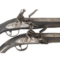Pair of 19th Century Middle Eastern Flintlock Holster Pistols