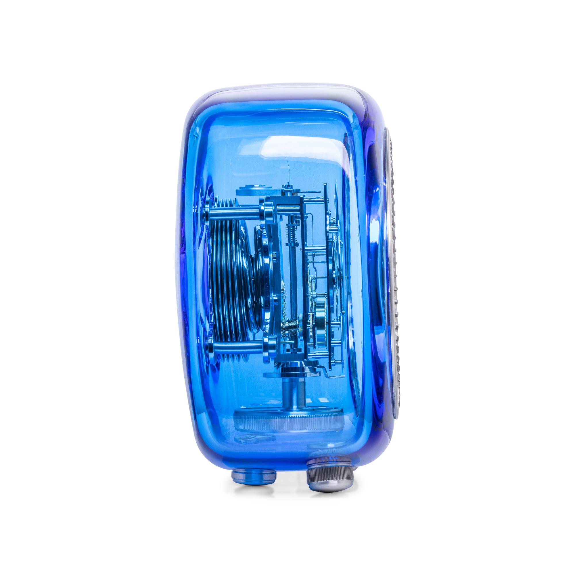 JAEGER LECOULTRE, ATMOS 566 CLOCK WITH BLUE BACCARAT CRYSTAL BY MARC NEWSON