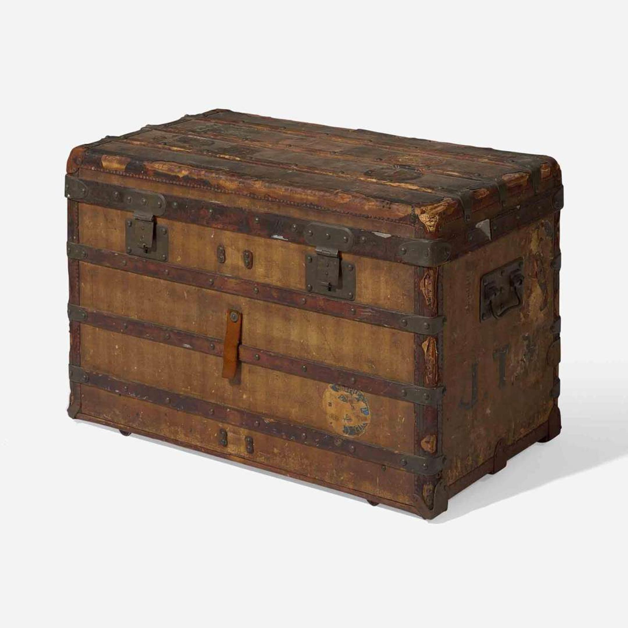 A Louis Vuitton Rayée Canvas Steamer Trunk Circa 1880