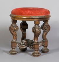 A Renaissance Revival Stool, Height 19 x diameter 18 inches.