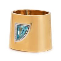 TIFFANY & CO., PALOMA PICASSO, BICOLOR GOLD, AQUAMARINE AND DIAMOND BANGLE BRACELET