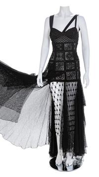 Atelier Versace Black Sheer Embroidered Gown, 1993-94 No size label