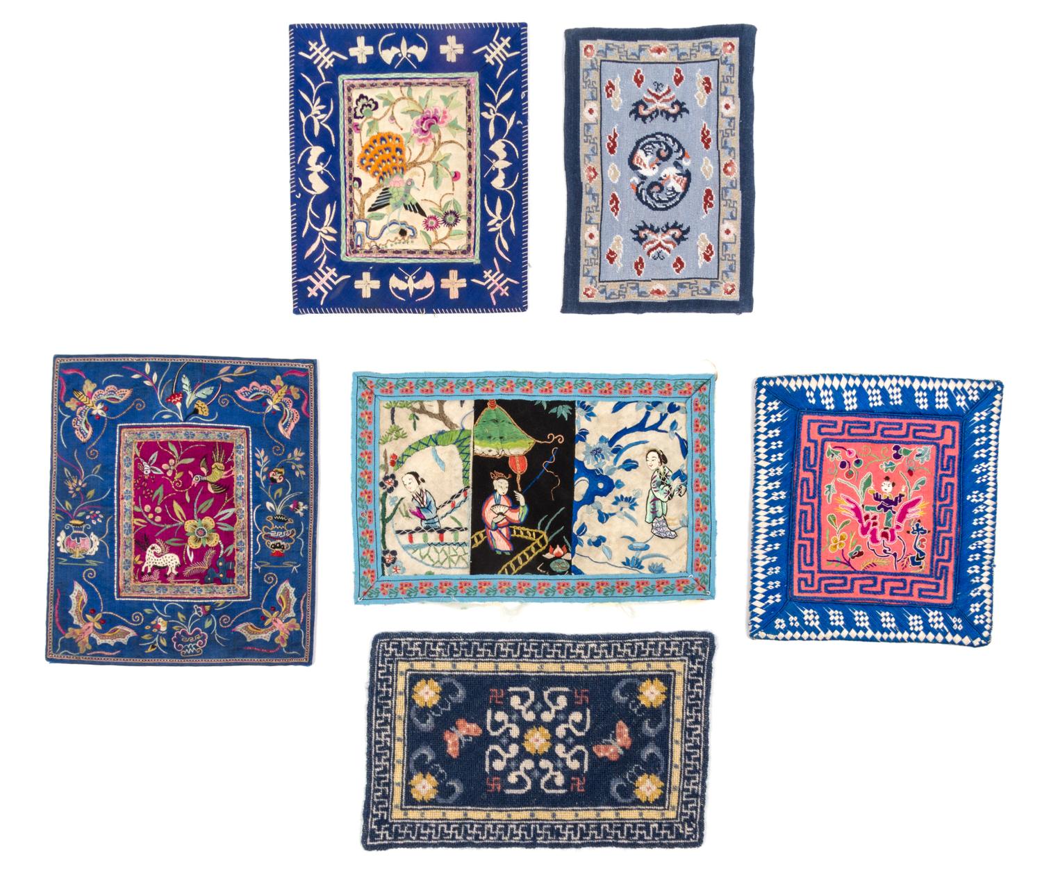 A Group of Ten Chinese and Japanese Style Rugs Largest 17 3/8 x 8 3/8 inches.