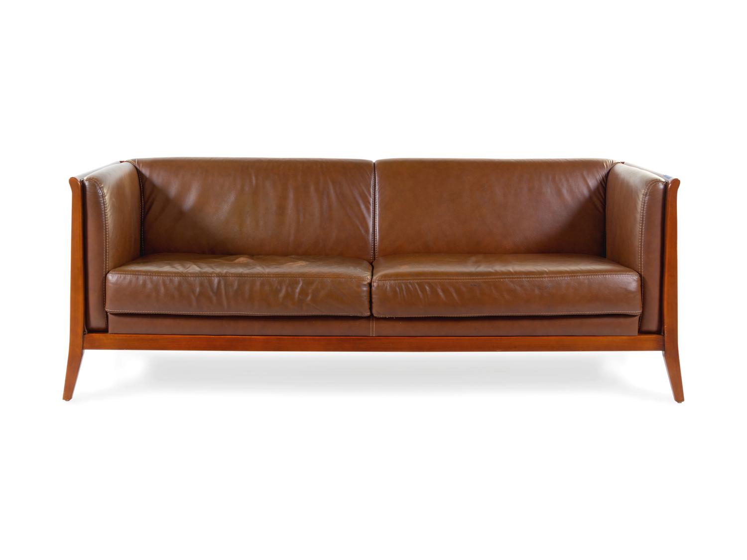 A Contemporary Leather Upholstered Sofa — MAURICE VILLENCY, SECOND HALF 20TH CENTURY