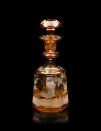 A Collection of Bohemian Amber Cut to Clear Glassware
