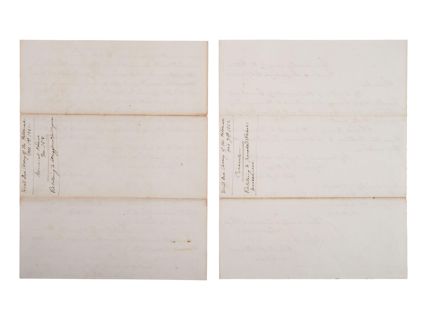 [CIVIL WAR]. A General Order and Circular, issued at "Camp near Sharpsburgh" after Antietam, 1862.