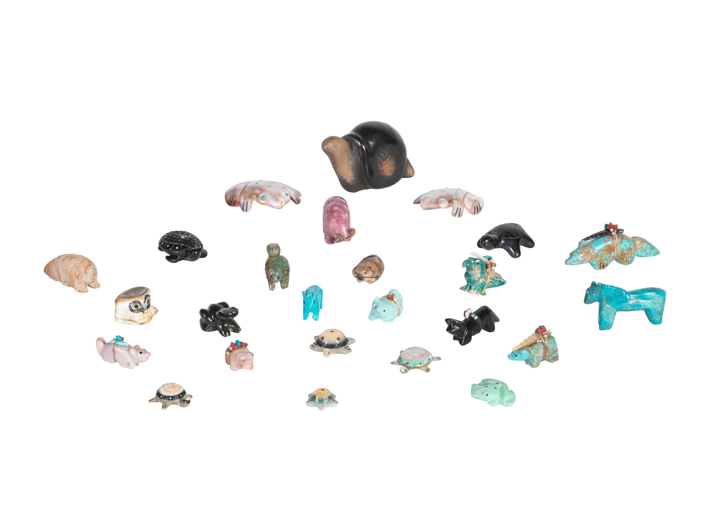 Collection of Santa Clara, San Ildefonso, and Zuni Fetishes
