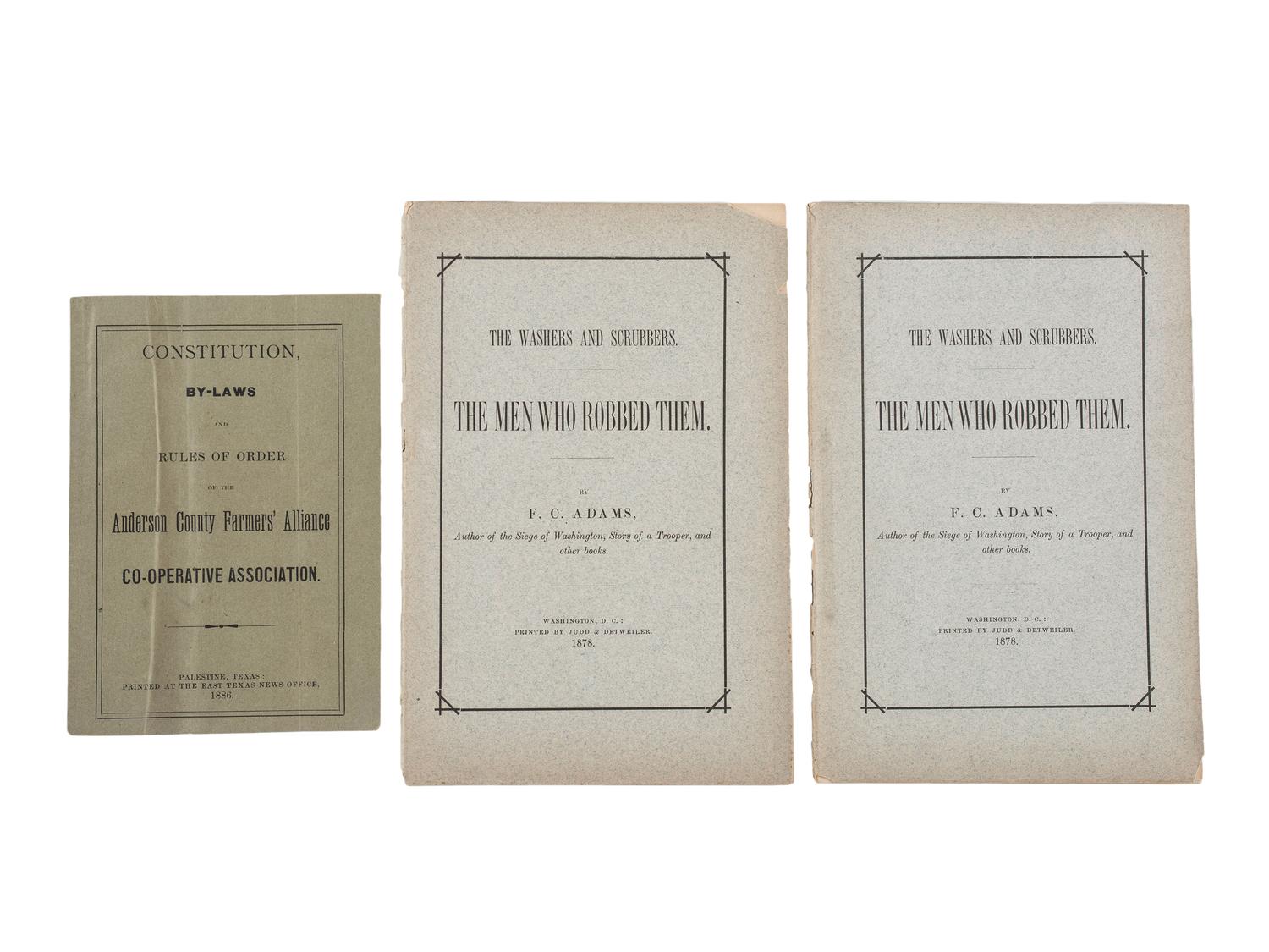 [RECONSTRUCTION - LABOR]. A group of documents and pamphlets related to Freedmen, especially labor issues including prison contract labor, comprising: