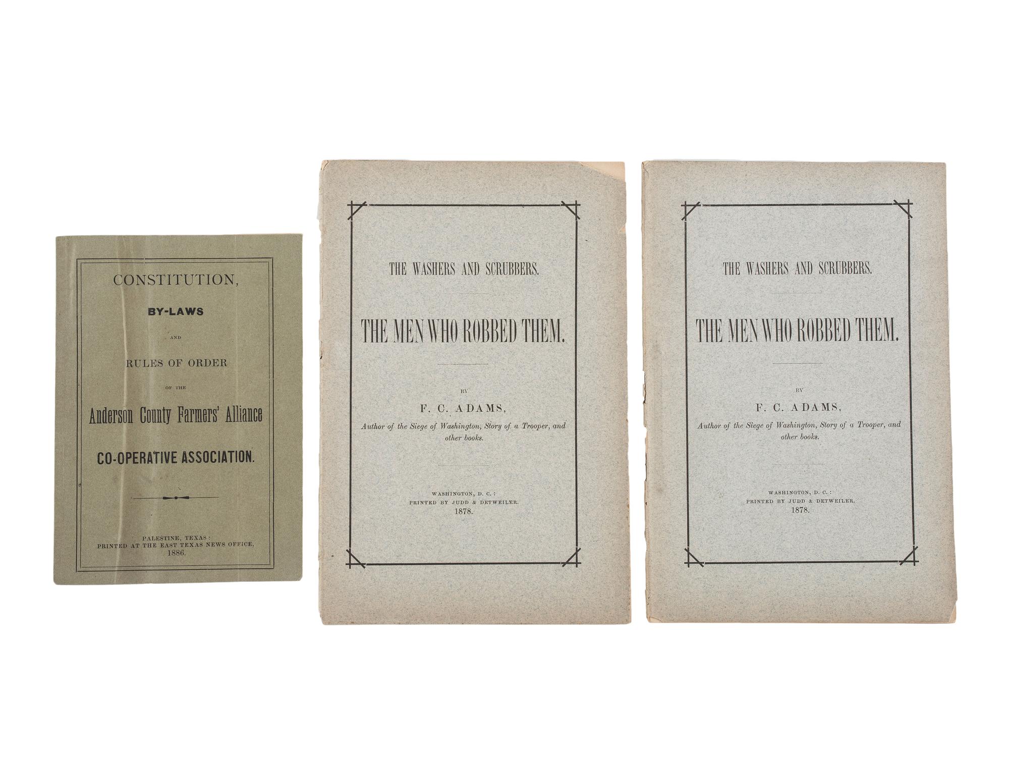 [RECONSTRUCTION - LABOR]. A group of documents and pamphlets related to Freedmen, especially labor issues including prison contract labor, comprising: