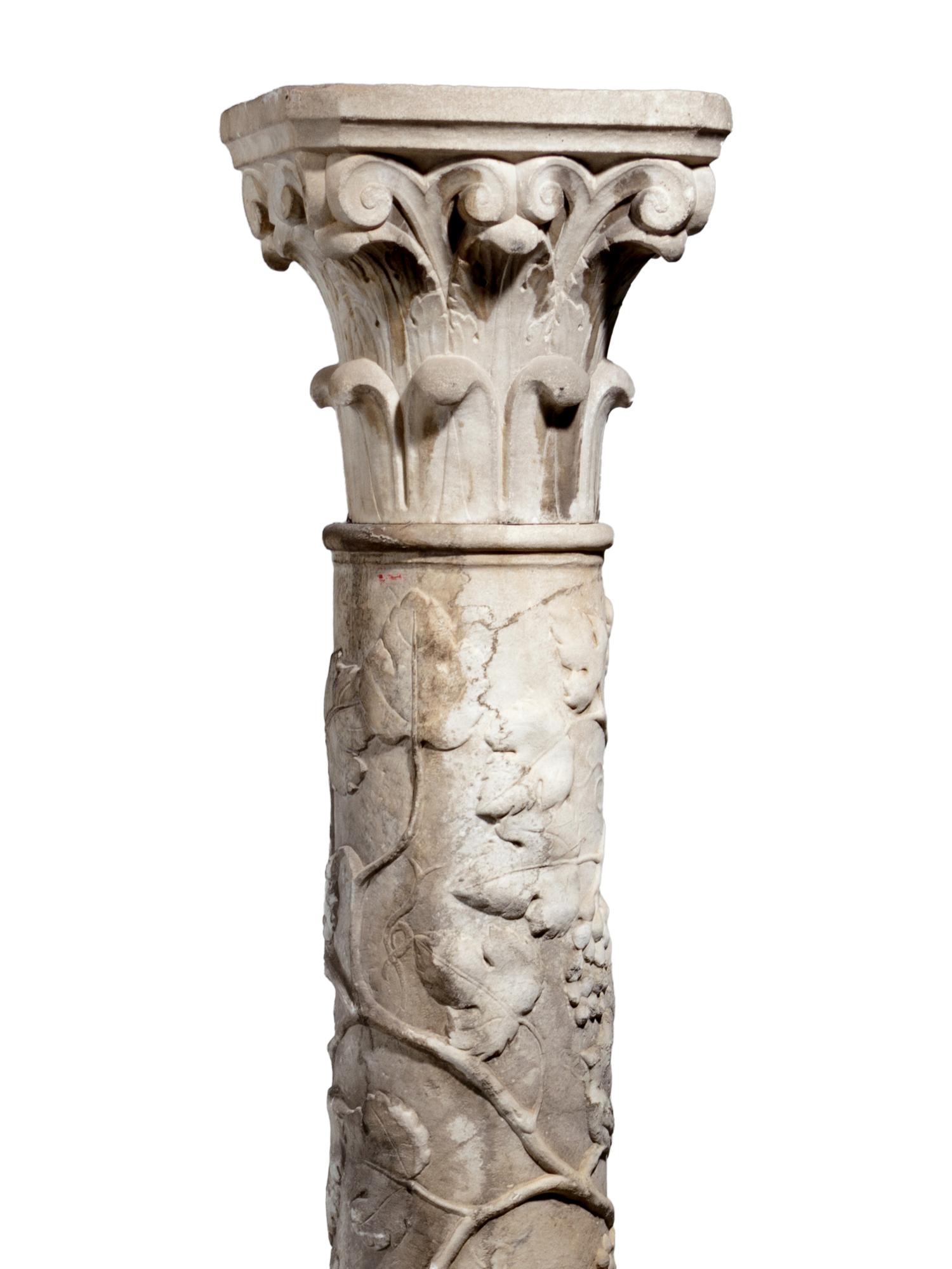 A Continental Relief Carved Marble Column