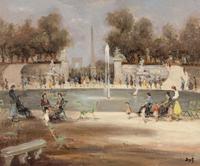 Le Bassin des Tuileries à Paris , 1950
