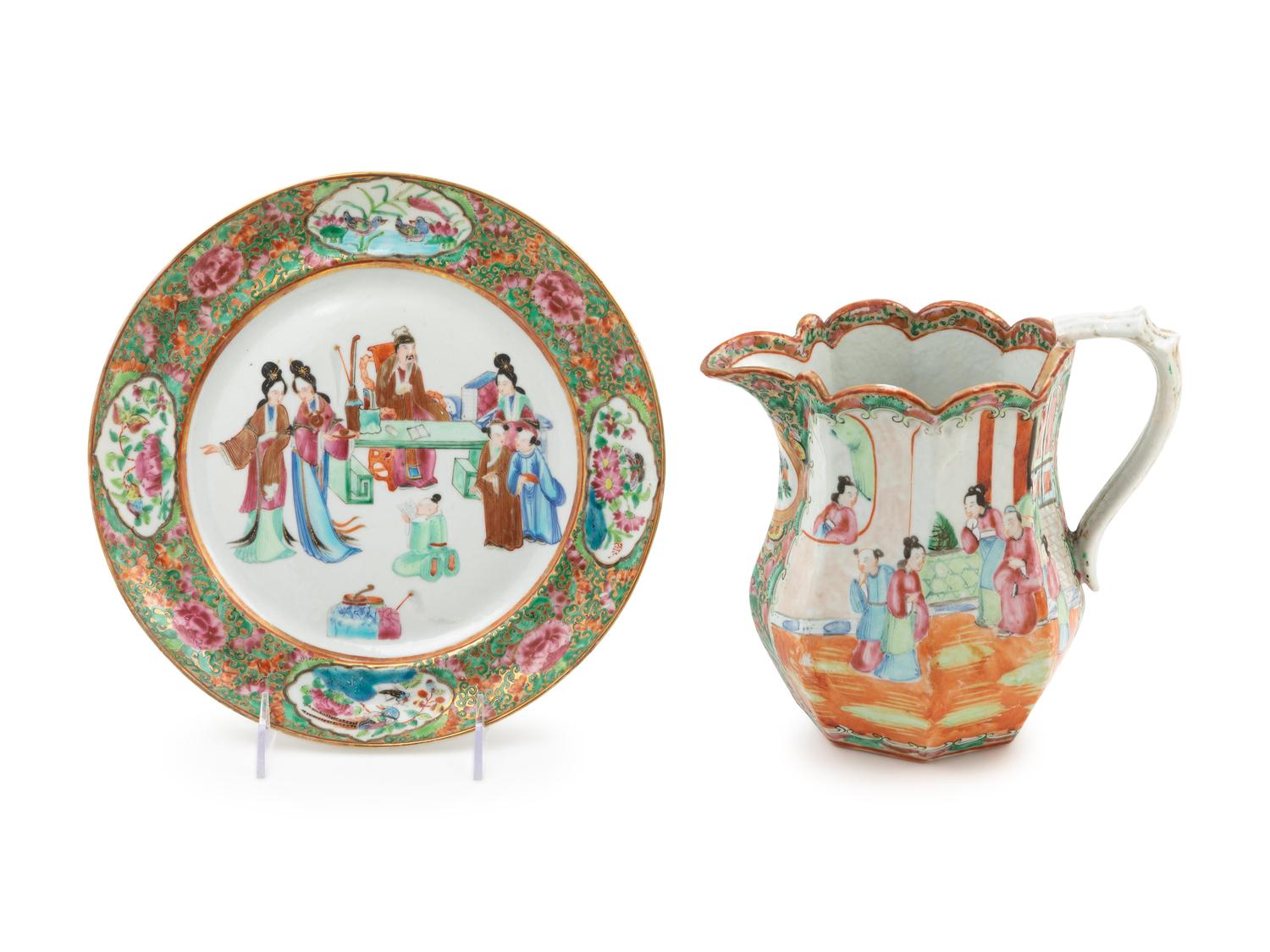 Four Chinese Export Canton Famille Rose Porcelain Wares