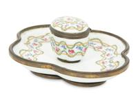 A Sèvres Porcelain and Gilt Bronze Inkwell