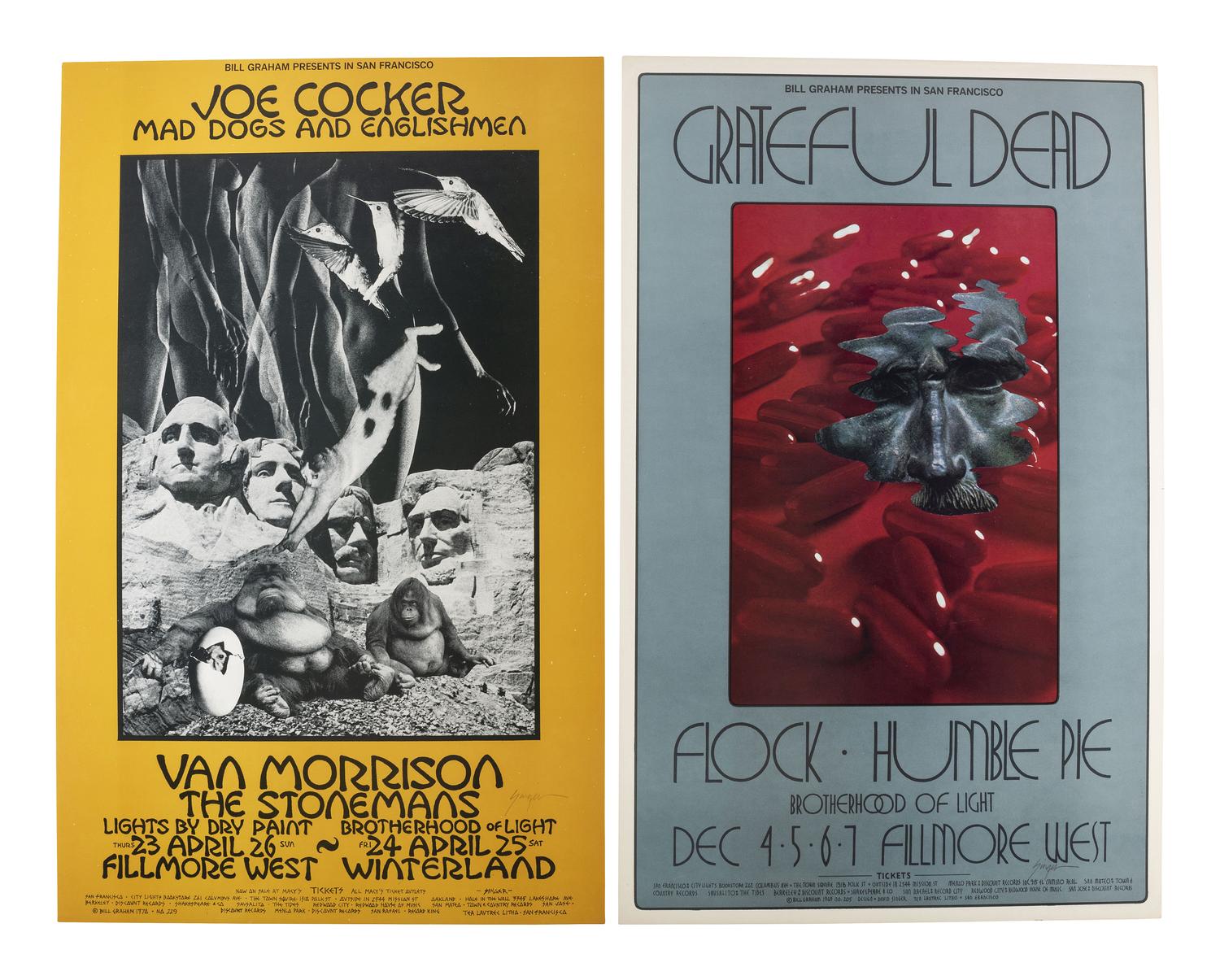 [MUSIC - POSTERS]. SINGER, David, artist. Complete set of 66 SIGNED posters designed for the Fillmore West Ballroom, San Francisco, California. 1969-1971.