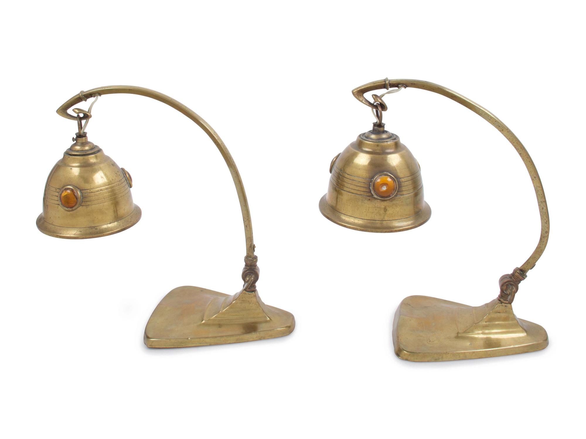 A Pair of Brass Desk Lamps