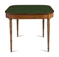 A Regency Rosewood, Satinwood and Parcel-Gilt Flip-Top Games Table