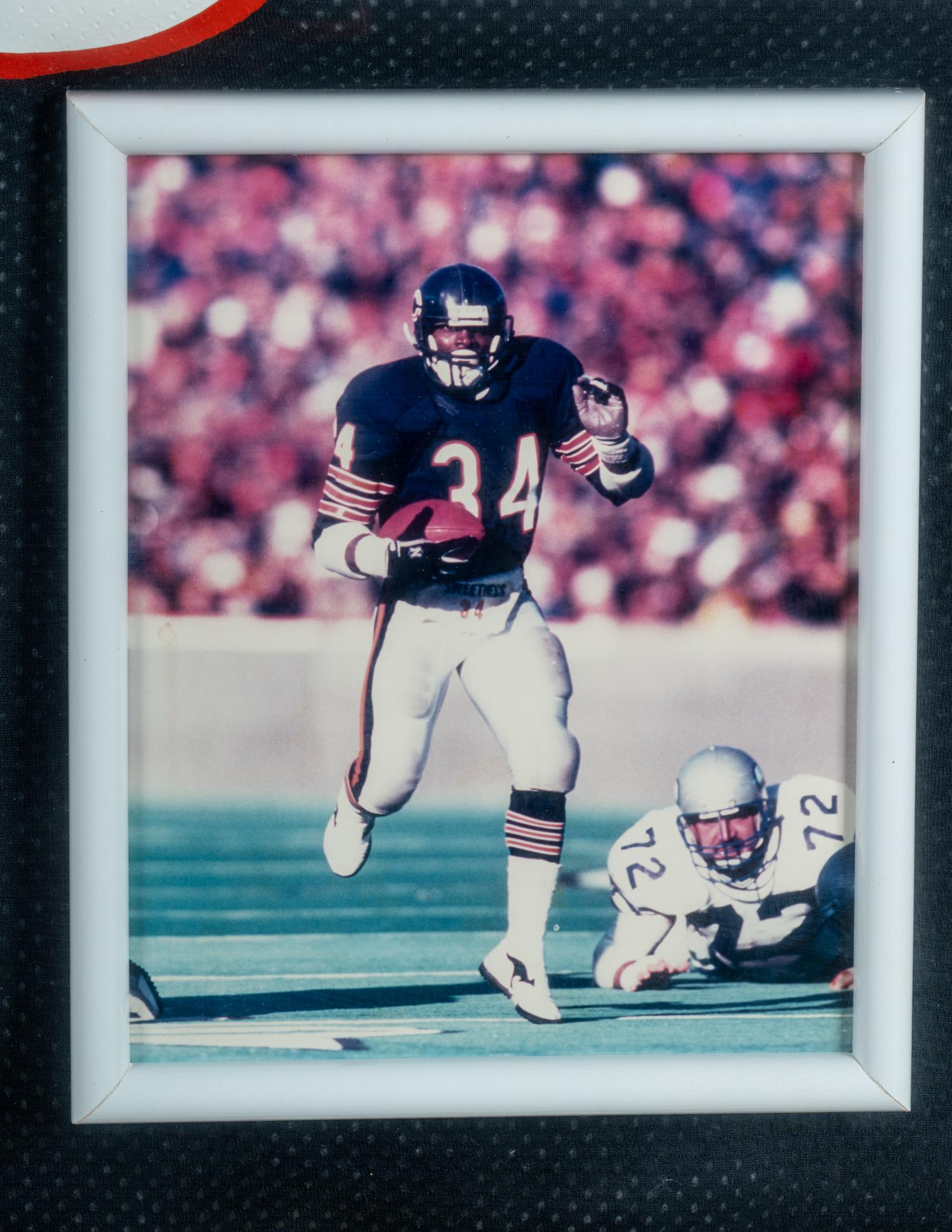 A Walter Payton Chicago Bears Signed Autograph Jersey Large Framed Display (Beckett Authentication Services Letter),
