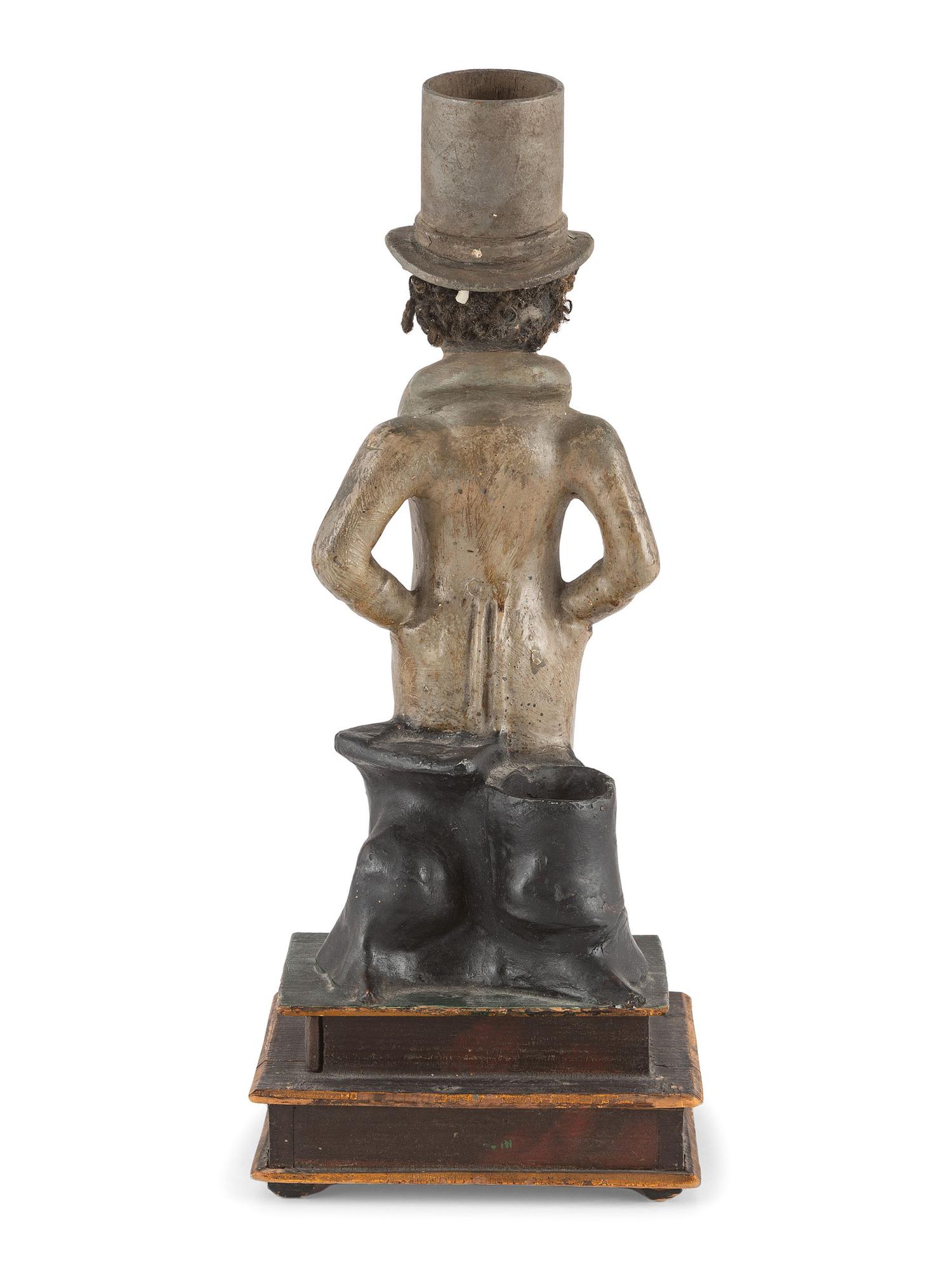 A Folk Art Carved Wood Elderly Gent Match Holder