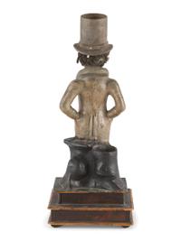 A Folk Art Carved Wood Elderly Gent Match Holder