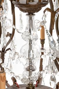 A Bronze and Cut Glass Chandelier
