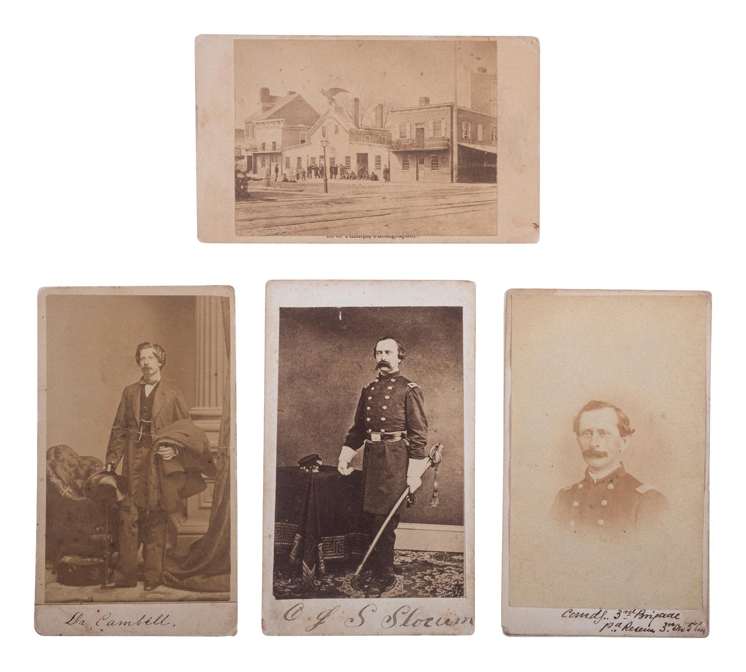 [CIVIL WAR] -- [PENNSYLVANIA]. a group of 4 CDVs, incl. view of Union Volunteer Refreshment Saloon and identified subjects.
