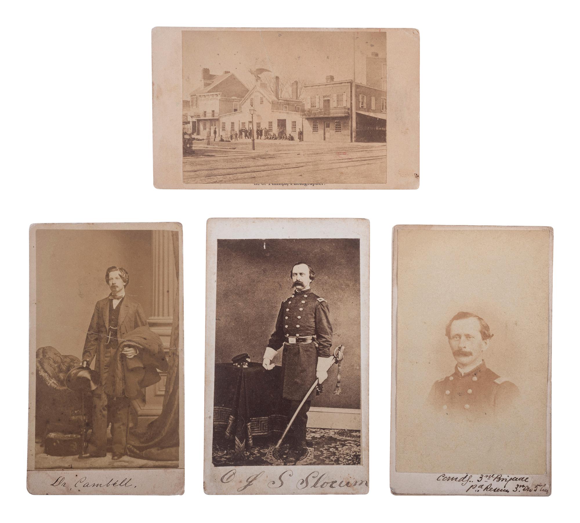 [CIVIL WAR] -- [PENNSYLVANIA]. a group of 4 CDVs, incl. view of Union Volunteer Refreshment Saloon and identified subjects.