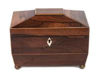 A Regency Rosewood Tea Caddy Height 6 x width 8 x depth 4 1/2 inches.