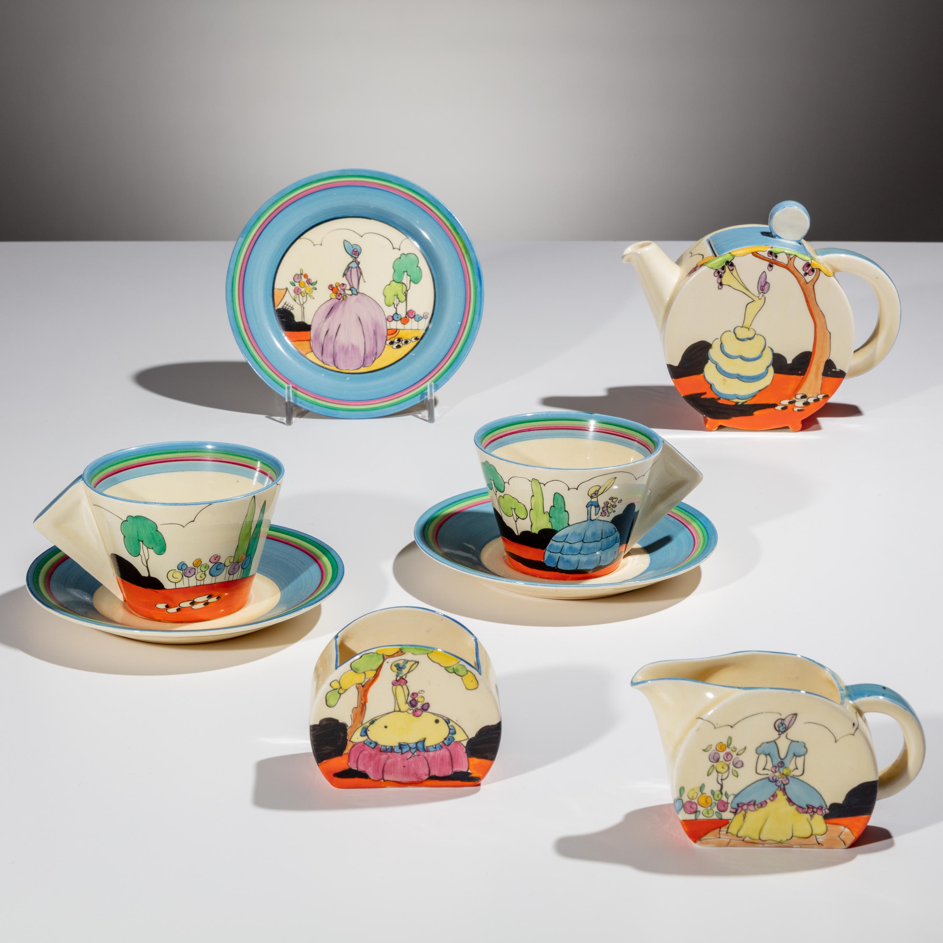 Clarice Cliff (English, 1899–1972) — Idyll pattern Tea Service, 8 pieces