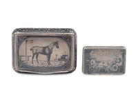 Two Continental Niello Silver Snuff Boxes