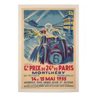 1955 Montlhery Grand Prix de 24 Heures de Paris Race Poster