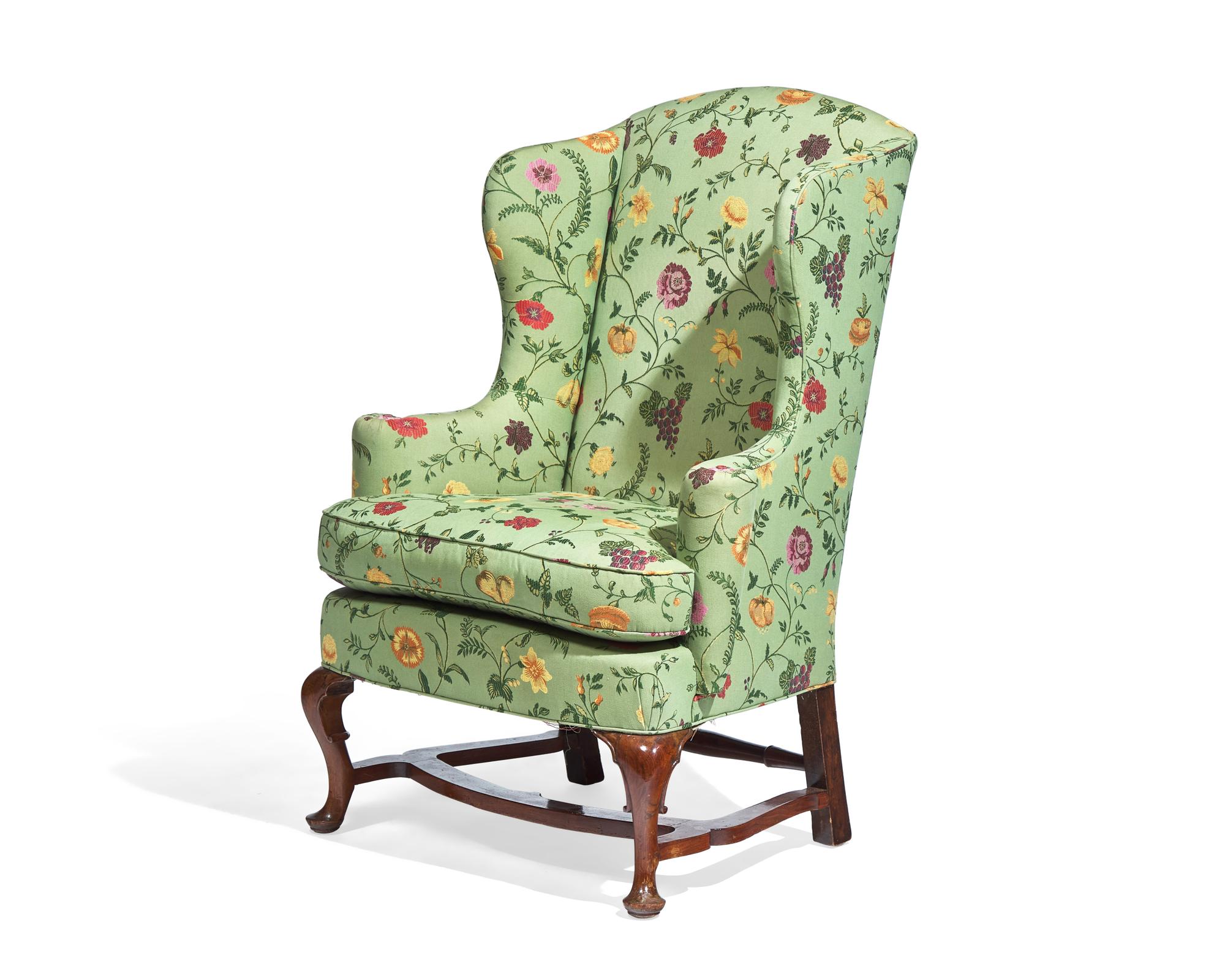 The Eddy Family Queen Anne Walnut and Maple Easy Chair