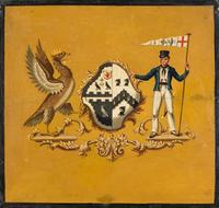 An English Painted Coach Panel with a Coat of Arms