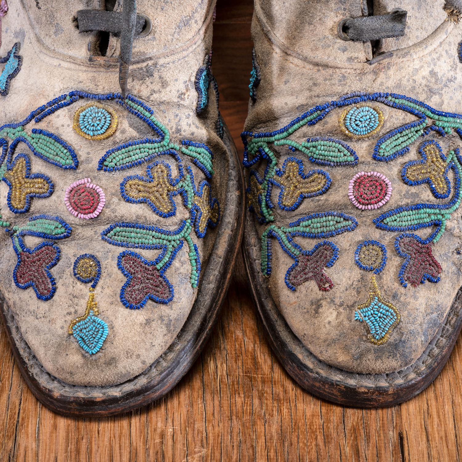 Santee Sioux Beaded Hide Work Boots