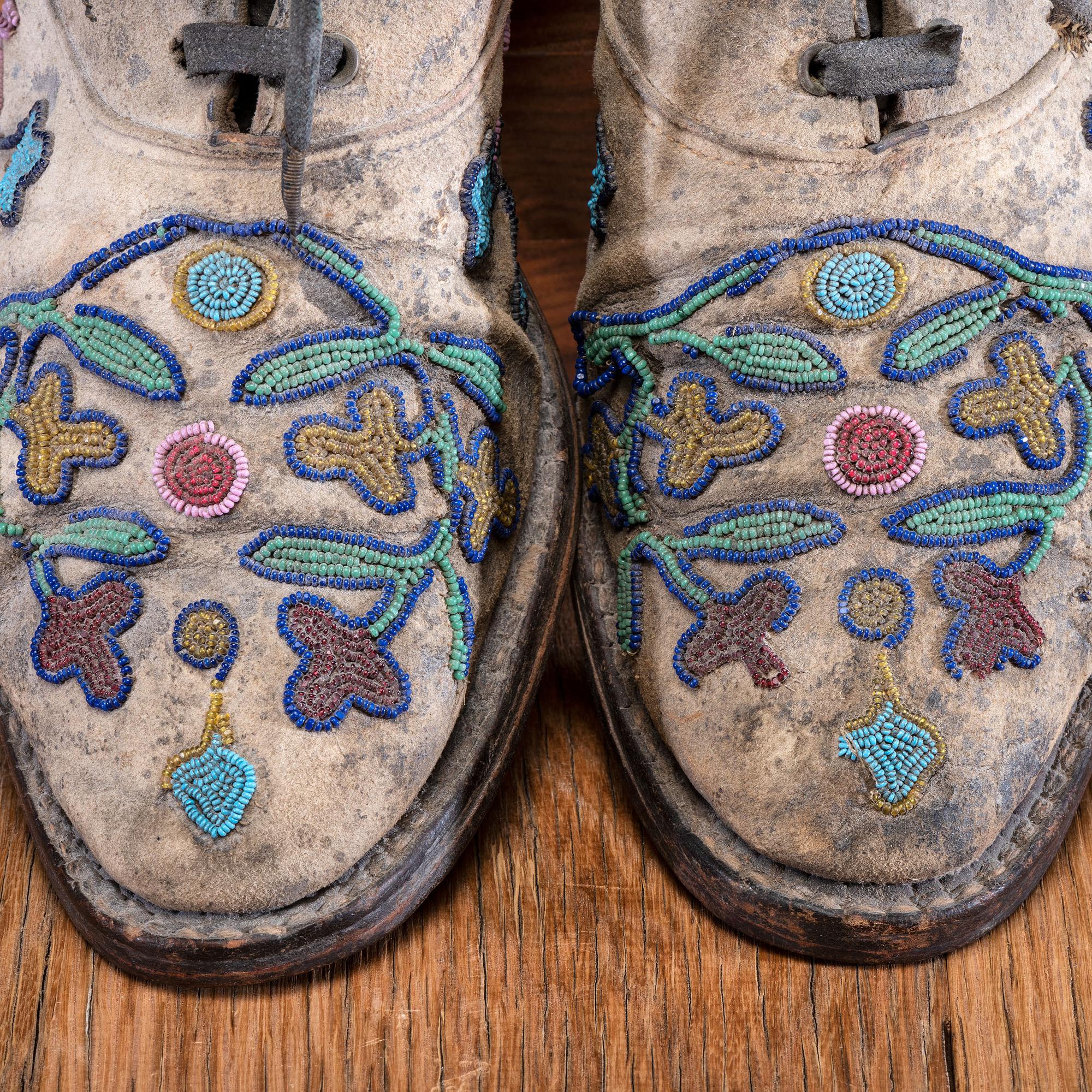 Santee Sioux Beaded Hide Work Boots