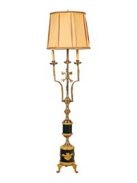 An Empire Style Gilt and Patinated Metal Three-Light Floor Lamp