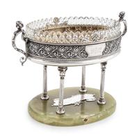 A Large Russian Silver and Agate Mounted Centerpiece Bowl