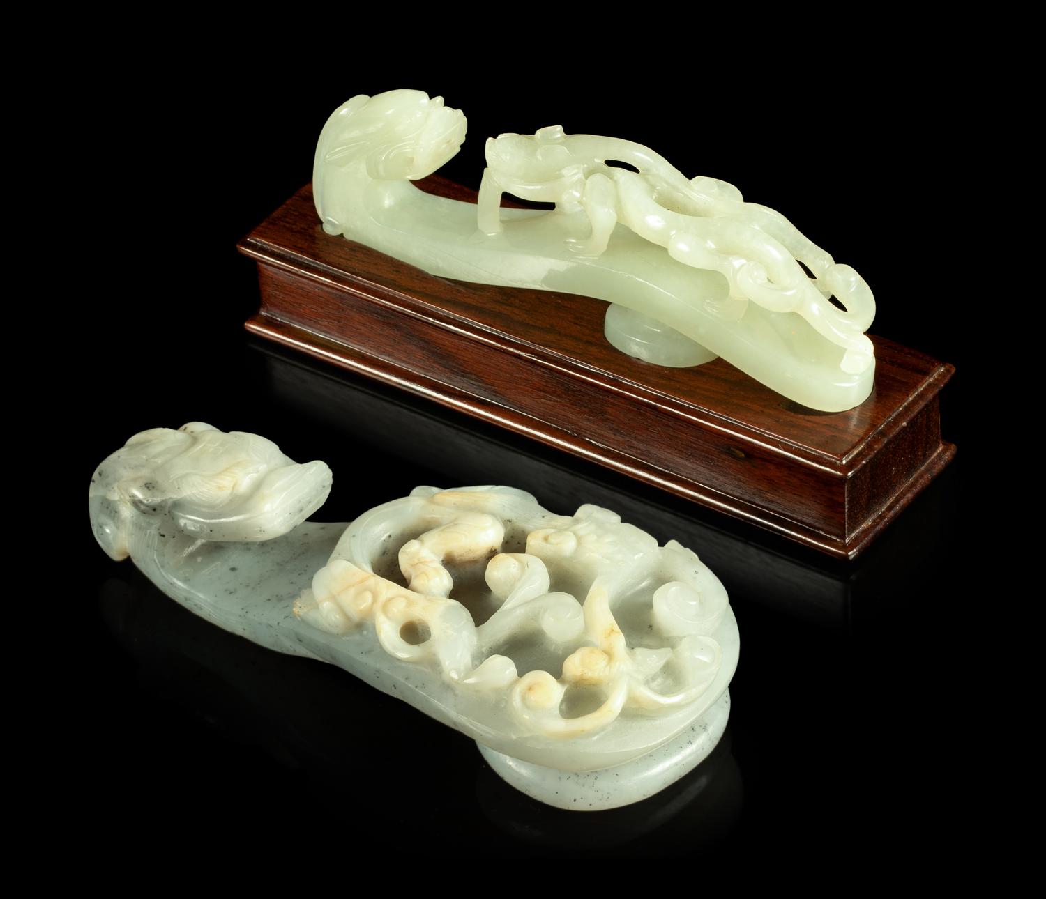 Two Jade ' Chilong' Belt Hooks