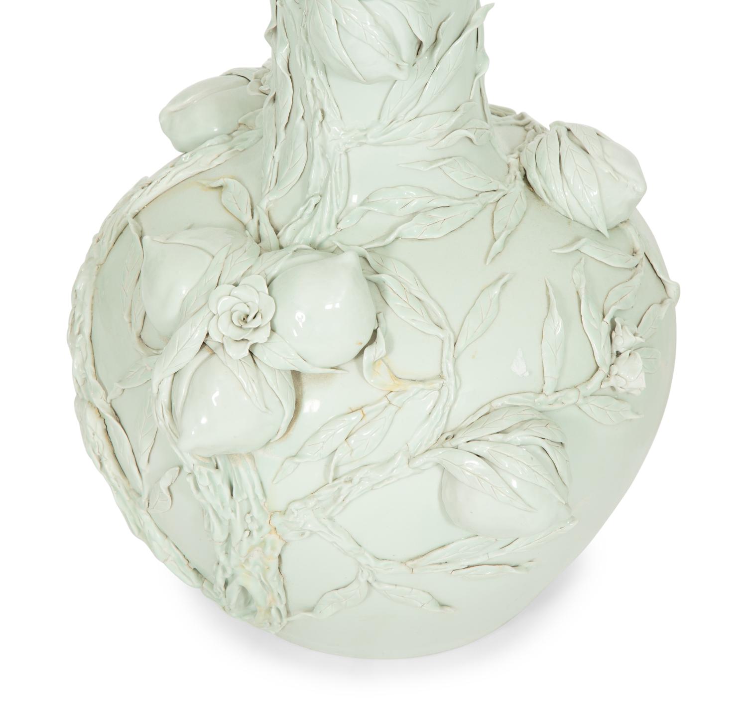 A Pair of Chinese Celadon Glazed Porcelain Large Vases