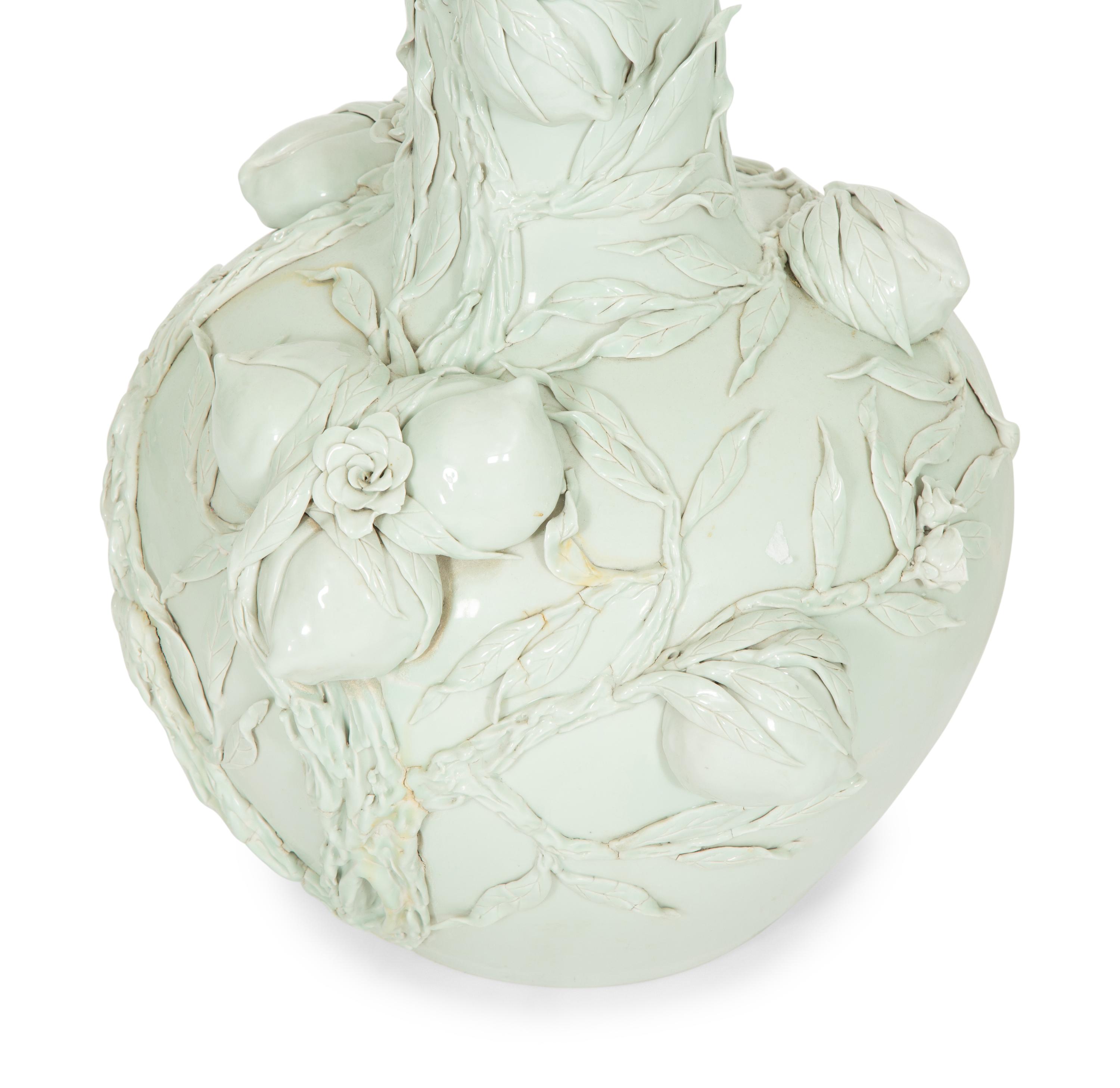 A Pair of Chinese Celadon Glazed Porcelain Large Vases