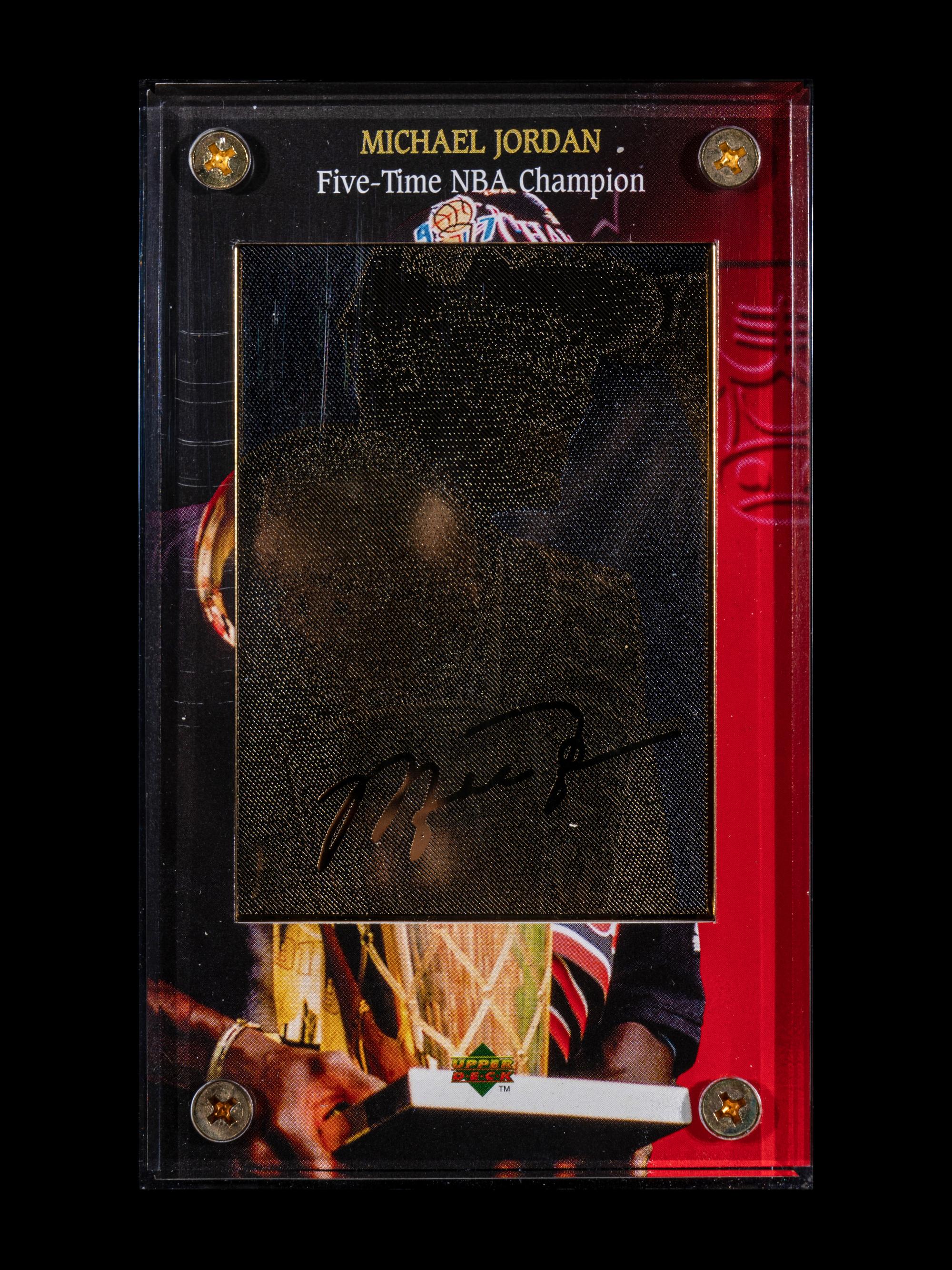 A Group of Three 1997 Upper Deck Limited Edition Michael Jordan 24k Gold Nickel Silver Cards,