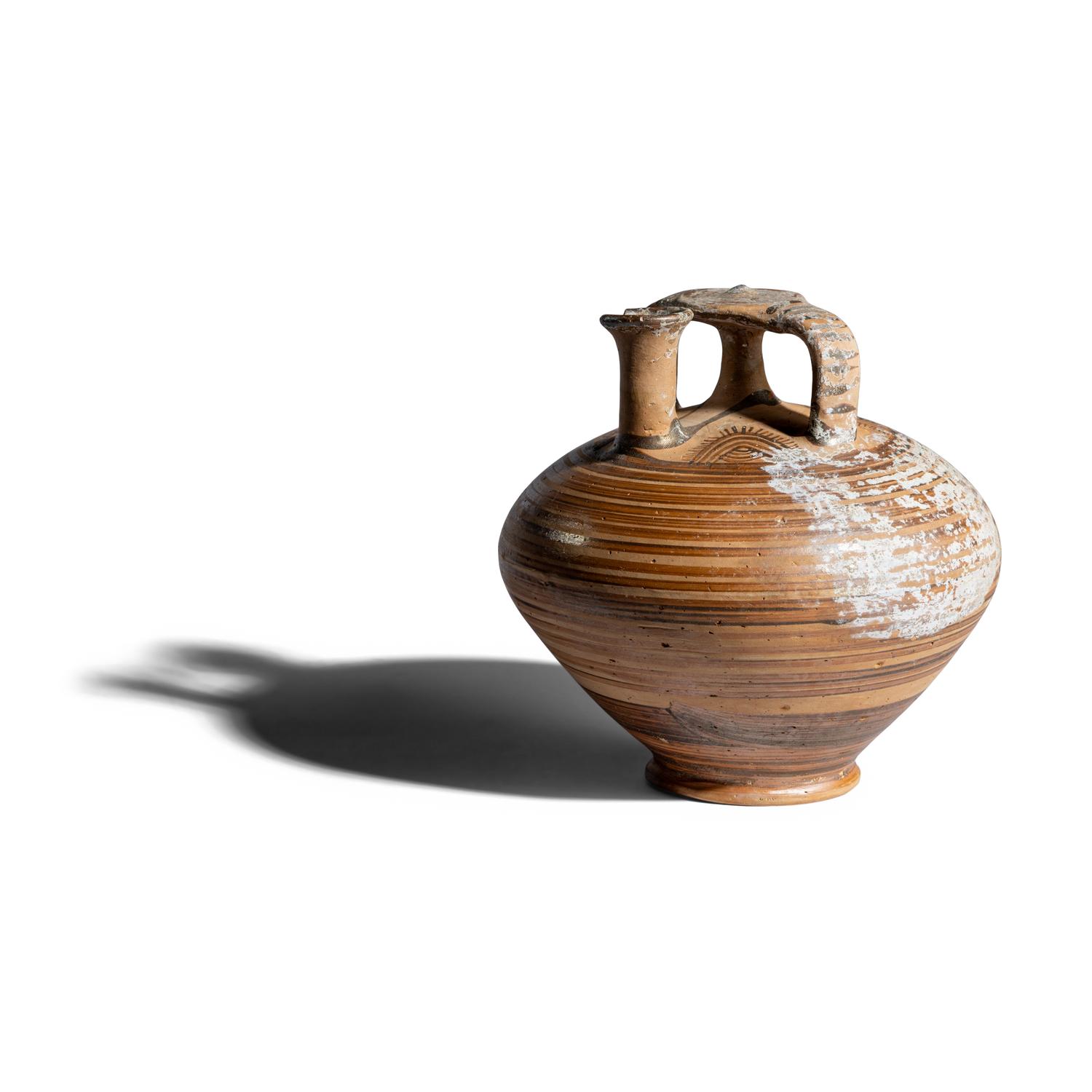 A Mycenaean Painted Terracotta Stirrup Jar